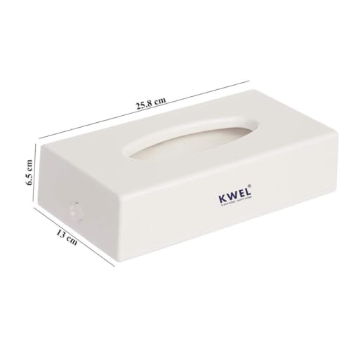 Image of KWEL ABS-Plastic Heavy Duty Table Top Dispenser with Lock for Home Office Bathroom (Free 100 Tissue Pcs) (White Color)