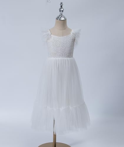 Girl A-Line Straight Tulle Tutu Dress Tie Back Summer Sleeveless Lace Flower Girl Dress for Birthday Party2