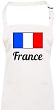 Shirtinstyle Kochschürze Latzschürze, Land, Länder, France, Frankreich, Farbe Weiß