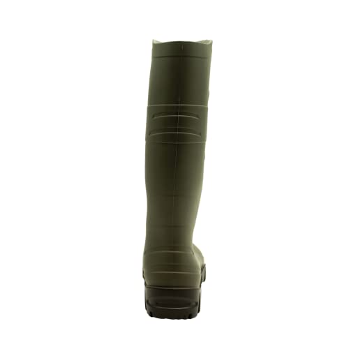 DUNLOP Dane Wasserdichte Gartenstiefel für Damen und Herren – Gummistiefel mit weicher Zehenkappe – Regenstiefel mit weitem Schaft zum Angeln – Aus PVC gefertigt – Grün/Schwarz - Größe 38 bis 47