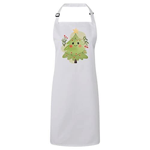 Tablier cuisine premium blanc sapin de Noël, le cadeau idéal pour célébrer la magie des fêtes