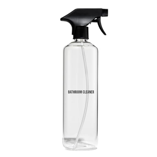 Public Goods Empty Glass Spray Bottle for Bathroom Cleaner | Refillable Spray Bottle for Cleaning | Made with Clear Borosilicate Glass for Toilets, Tile, Showers, Sinks | BPA Free | 24 Oz