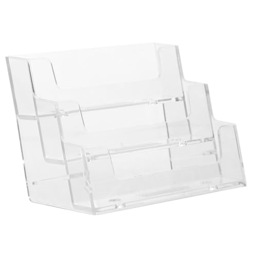 LOORGVEL 卓上透明名刺立て 三カードスタンド 大容量ビジネスカードホルダー オフィス受付用