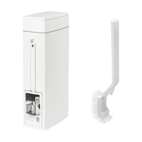 MagiDeal Ensemble Brosse de Toilette et Poubelle - Corbeille à Papier Simple Blanche - Porte-Brosse pour Salle de Bain