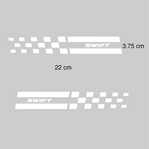 ISEE 360® Car Door Pillar Stickers Vinyl Die Cut Car Side Decal Stripes Exterior Graphics Sticker Compatible for Swift L X H 22 X 3.75 cm (White)