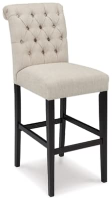 Signature Design by Ashley Tripton Casual 30" Pub Height Tufted Upholstered Barstools, 2 Count, Beige
