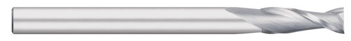 Titan TC17008 Solid Carbide End Mill, Extra Long Length, 2 Flute, Square End, 30 Degree Helix, Uncoated, 1/8