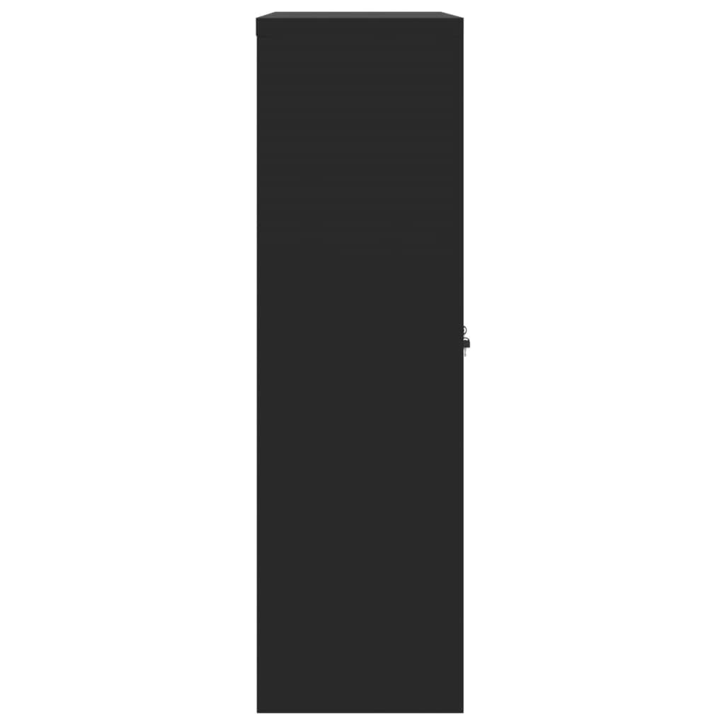Generico Armadio Classificatore Nero 90x40x140 cm in Acciaio Verniciato a Polvere con 3 Ripiani Regolabili e Serratura per Ufficio Documenti