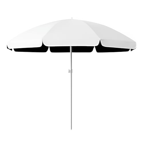 Sonnenschirm für den Außenbereich, 200 cm, höhenverstellbar, UV50+, Sonnenschirm für Balkon und Poolbereich, weiß, 200cm/76.6