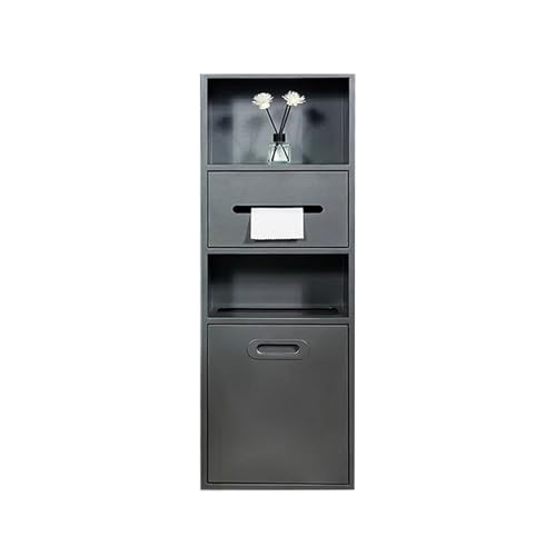 Niche de salle de bain étanche avec poubelle intégrée en inox gris