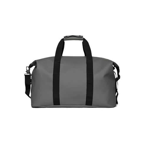 RAINS Hilo Weekend Bag - Grey Waterproof Travel Duffel for Men and Women - Grey Duffle with Coated Zip, Compression Straps, Adjustable Strap - 2 Year Warranty