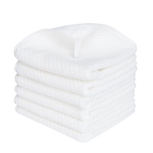 MaopaoBeauty Washcloth Set for Bathroom - Quick Drying - Ultra Soft Microfiber Absorbent Towel for Bath Fitness Gym Shower Hotel and Spa - 13x13 Inch | Set of 6 White
