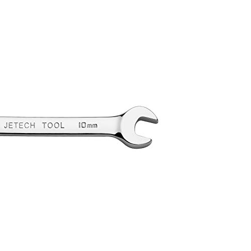 Jetech 10Mm Flexible Head Gear Wrench, Industrial Grade Flex Ratcheting Spanner Made With Forged, Heat-Treated Cr-V Alloy Steel, Full Polished 12 Point Flex-Head Ratchet Combination Wrench, Metric #TOP2