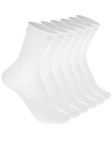 HAVE A TREE Women White Thin Socks Lightweight Casual Crew Summer Socks 3-12 Pair (H005-3W), 3 Pairs(3 White)