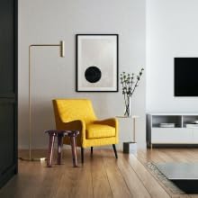 Image of Office Furniture Corner Table | Brown Round Tabletop with Three Foldable Legs | Contemporary End Table | Living Room Side Stool | Outdoor