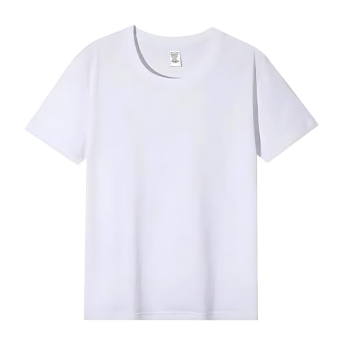 Camiseta Lisas Marga Corta Cuello Redondo Hombre y Mujer, Muy Suave y Transpirable Bàsico y Cómodo Estilo Casual Uso para Diario Blanco S