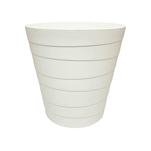 MAKREL® Corbeille à papier en plastique aux couleurs pastel - Design moderne - Pour cuisine, salle de bain, bureau - Motif vague - Blanc - 7 litres