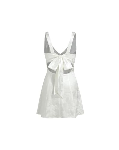 Satin Homecoming Dress for Teens Short Prom Dress V Neck Cocktail Mini Party Dress with Bow MR1092