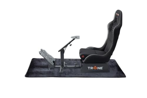 Image of TRONE RS1 Suede Black Racing Simulator Gaming Chair with Seat & Driving Cockpit | | PXN V10, V99,Xbox One, PS4,PS5, PC | Foldable, Adjustable, Carbon Steel Frame SteadyMat Floor Mat Combo