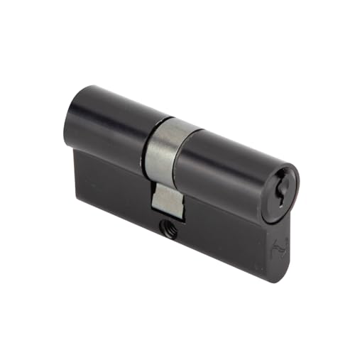Cilindro de Seguridad para Puerta con Llave Serreta 30x30mm Doble Entrada | Bombín de Latón Negro con 3 Llaves Reversibles | Compatible Copia sin Tarjeta para Cerraduras Estándar