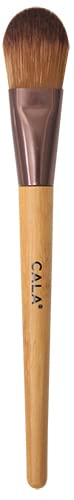 CalaCalla Natural Bamboo Foundation Brush - Liquid Foundation or Cream Foundation Brush - Ergonomic Darkened Bamboo Handle - Vegan