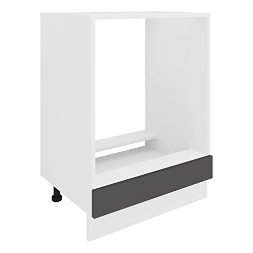 VCM Esilo Armoire à Four, Largeur : 60 cm, Meuble pour cuisinière, Four, Blanc/Anthracite