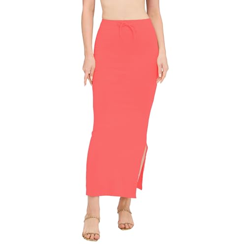Image of DESI GIRL Cotton Lycra Stretchable Saree Shapewear Petticoat with Drawstring for Women | Fishcut Saree Petticoat with Side Slit for Easy Movement | Saree Shaper | Long inskirt