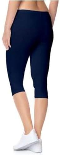 Image of Women's 3 /4 Calf-Length Leggings - Stretchable Cotton Blend, Comfortable Everyday Wear
