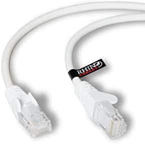 rhinocables CAT5e High-Speed Ethernet Patch Network Cable for LAN  Snagless Cable with RJ45 Connector Lead  Ideal for Internet, Router, Modem, Smart TV, PC & Laptop (30m, White)