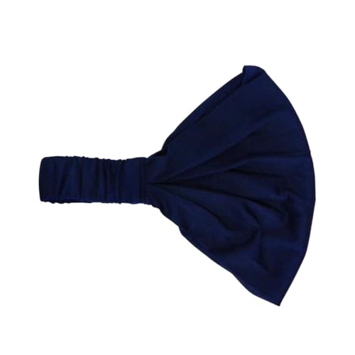 Motique Accessories Wide Cotton Head Band Solid Boho Yoga Style Soft Hairband for Women, Navy Blue