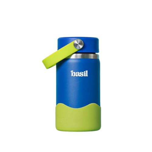 Image of Basil HydraRush Stainless Steel Insulated Kids Water Bottle for School, 380ml Leakproof Bottle with Carry Handle, Double Wall Vacuum Thermosteel Bottle for School, Sports, Travel & Outdoor Use | Oasis