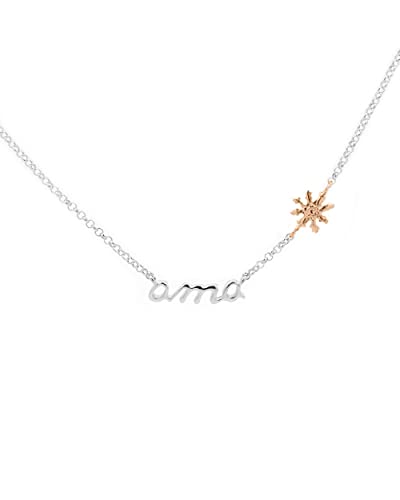 Eguzkilore Gargantilla Ama de Plata de ley bañado oro rosa de 18kt. - Regalos originales para mujer - Regalo Día de la Madre - Gargantilla ajustable- Colección Ama