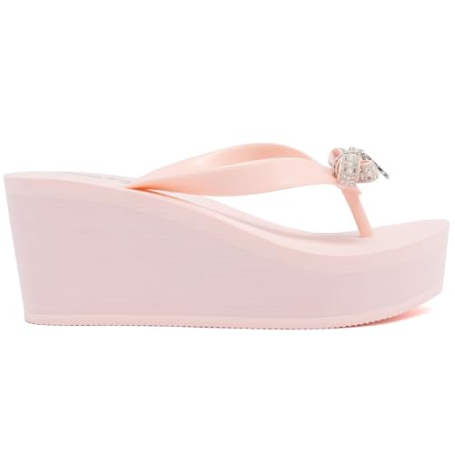 Image of Juicy Couture Women's Wedge Platform Flip Flops, Fashion Beach Sandals with Soft Footbed and Thong Style