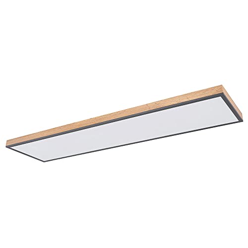 etc-shop LED Holzlampe Esszimmer Lampen Holzoptik LED Deckenleuchte rechteckig, MDF opal graphit modern, 1x LED 36W 2250Lm 3000K, HxLxB 6,5x120x30cm