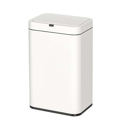 Basurero Metálico con Tapa - Basurero Automático Sin Contacto - Basurero con Sensor de Movimiento y Tapa Abatible Silencioso - Basurero Inteligente para Baño, Cocina,Off White,Wide 9L