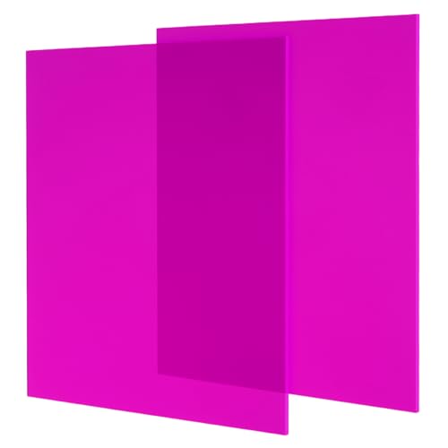 Feuille plastique acrylique rose rouge 3 mm pour gravure laser et panneau transparent 20x20cm