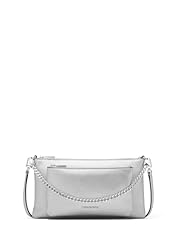 Silver-tone Hardware/Metallic Pebble Embossed Leather/Silver