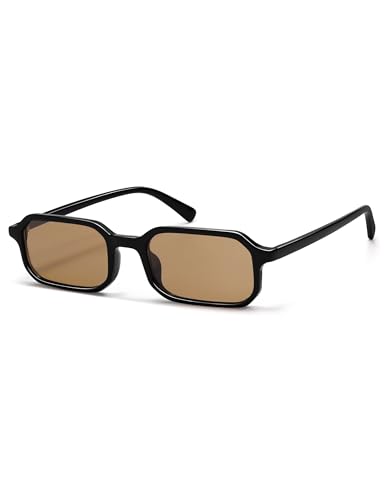 Retro Skinny Rectangle Sunglasses for Men Women 90s Narrow Sunnies Vintage Thin Frame AP3740