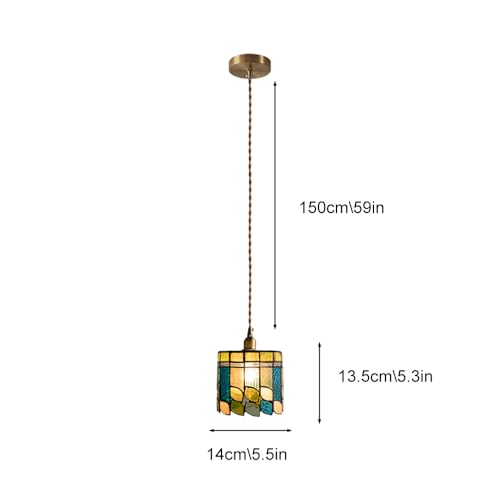 Lampe suspendue faite à la main en verre teinté Tiffany lustre rétro d'exception culot E27