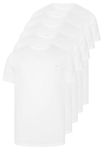 BadRhino Big & Tall 5 Pack Extra Long Core T-Shirts - Men's - Plus Size Curve White