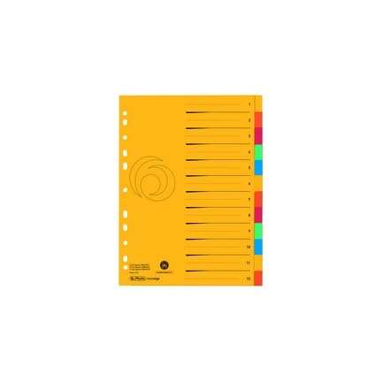 HERLITZ Divisori in cartone, A4 extra larghi, 10 pezzi, tinta unita