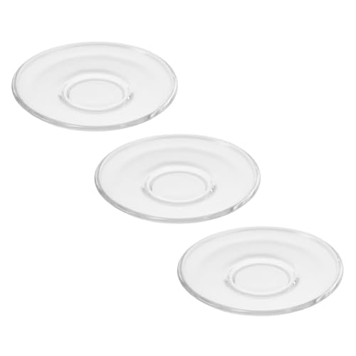 CLISPEED 3 Pezzi Piattini in Vetro Trasparente Rotondi Sottobicchieri Resistenti per Tazze da tè Protezione da Calore e Graffi Decorazione Pratica e Ufficio Riutilizzabile