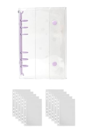 シール帳 バインダー 透明 A6 【リフィル10枚付】 台紙 6穴 女の子 男の子 シール収納 推し活グッズ(A6/パープル) - Barsado - 商品画像