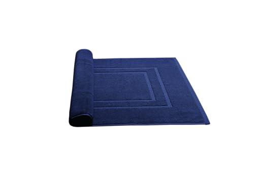 Feather & Stitch 2 Piece Bathroom Rug Bath Mat (21x30 Inch) 100% Cotton Ultra Soft Plush Rugs Mat for Shower, Bedroom, Living Room, Kitchen Water Absorbent Quick Dry Thick Floor Mats- Navy Blue - Thumbnail 2