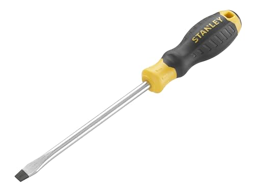 Stanley Cushion Grip™ Screwdriver Flared Tip 8 x 150mm, Made from high-Strength, Chrome Vanadium Steel with Strong Magnetic Black Oxide tip