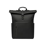 BBYUMIS Minimalist Roll Top Backpack, Matte Waterproof 15.6 Inch Laptop Bag, Premium Vegan Leather Rucksack, Lightweight Urban Commuter Daypack for School, Work, Men & Women