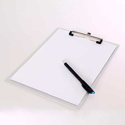 6er Alu Klemmbrett A4 mit gummierter Metalklemme, Schreibbrett DIN A4 mit Aufhängeose, Pad Halter Clipboard - Stabile Aluminum Schreibplatte - Schreibblock 6er Pack in Silber - TKD8025-silver-6x