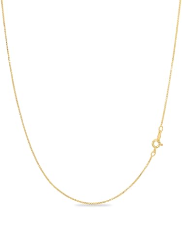 KEZEF 18k Oro Sobre Plata de Ley 1mm Collar de Cadena de Caja, 18K Collar Chapado en Oro para mujeres y hombres, 18 pulgadas