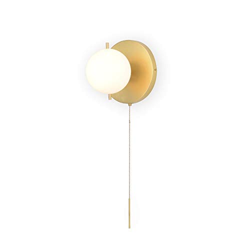 Applique murale nordique en cuivre véritable et globe de verre haut de gamme pour chambre