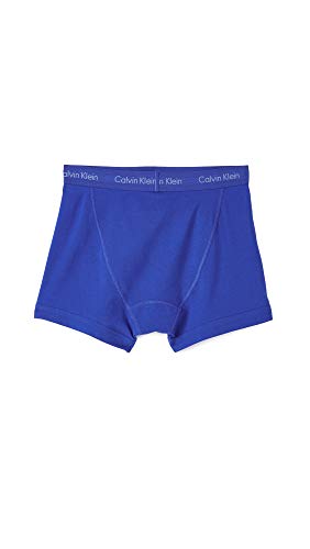 Calvin Klein Men's Underwear Cotton Stretch 3 Pack Low Rise Trunks, Blue/Grey Assorted, Large